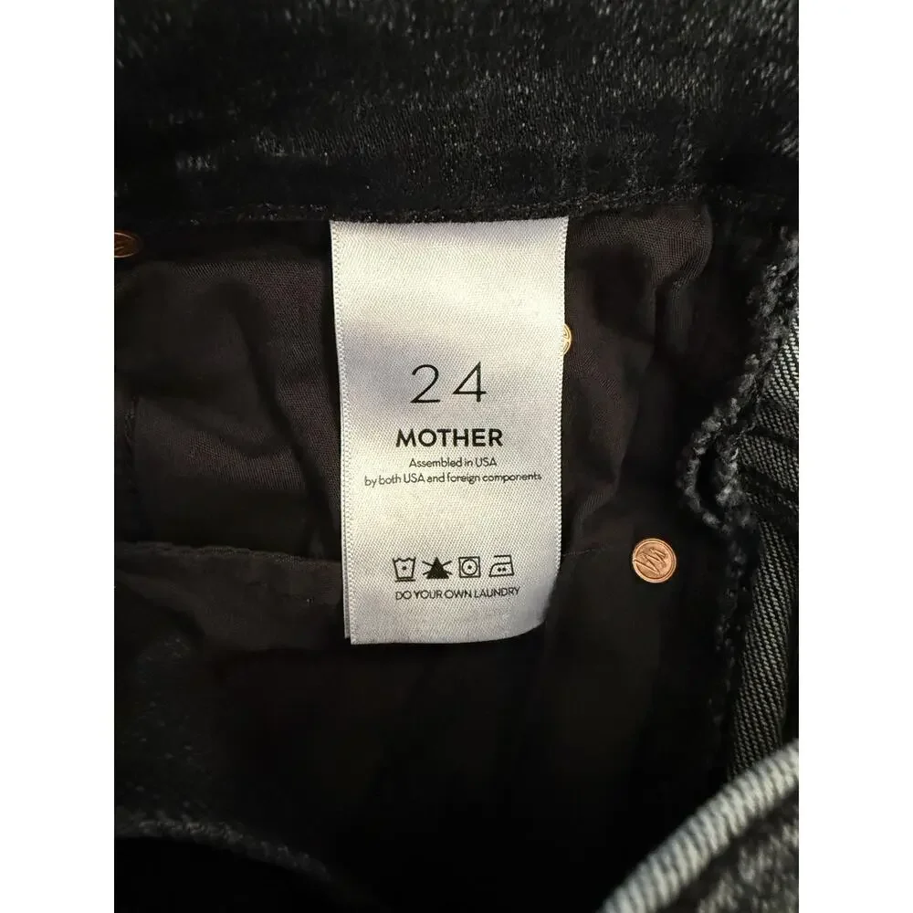 Mother Jeans Womens 24 Black High Waisted Rascal Ankle Snippet Train Stops Denim